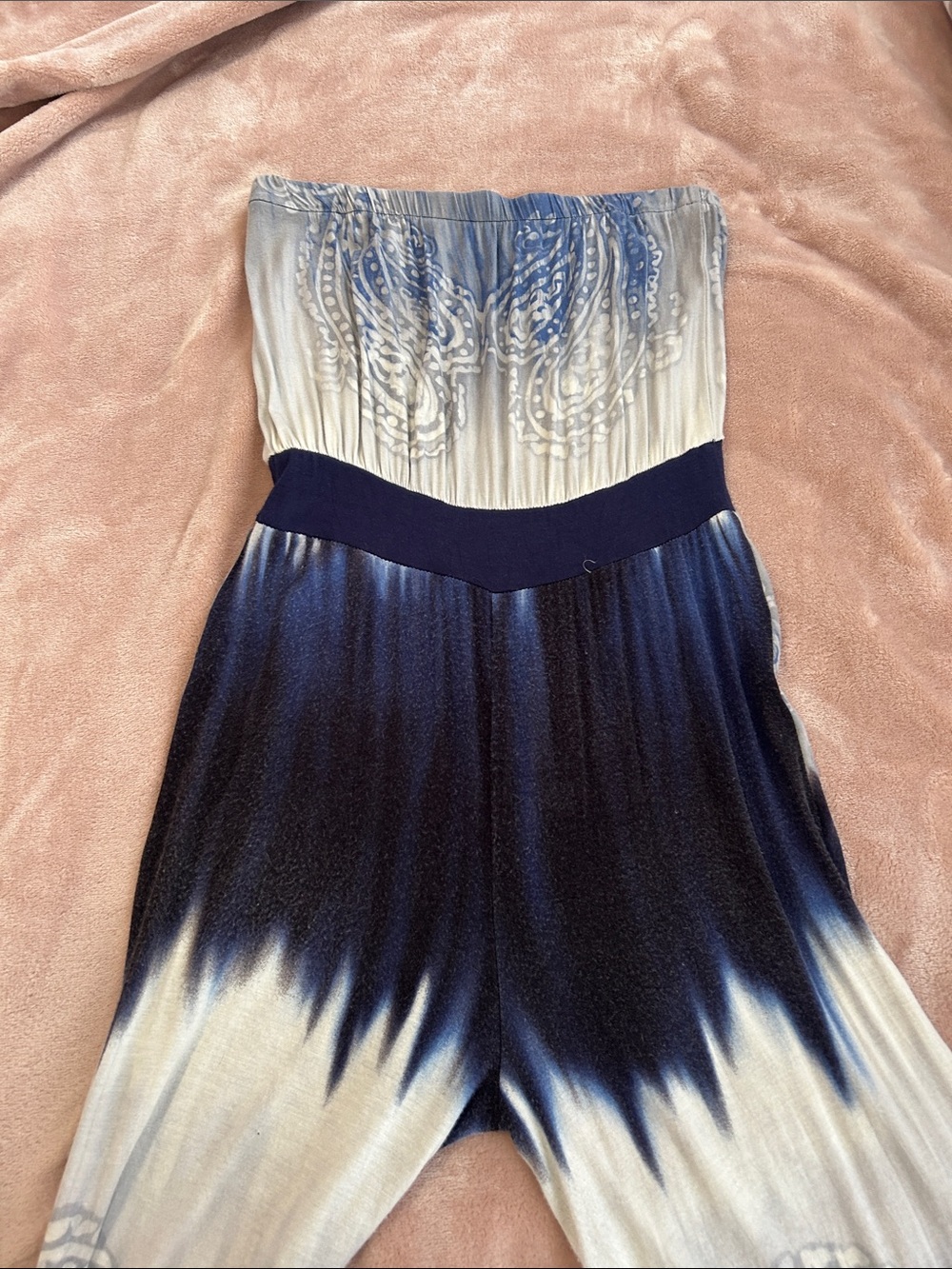 Monteau Strapless Ombre Navy and Cream Jumpsuit